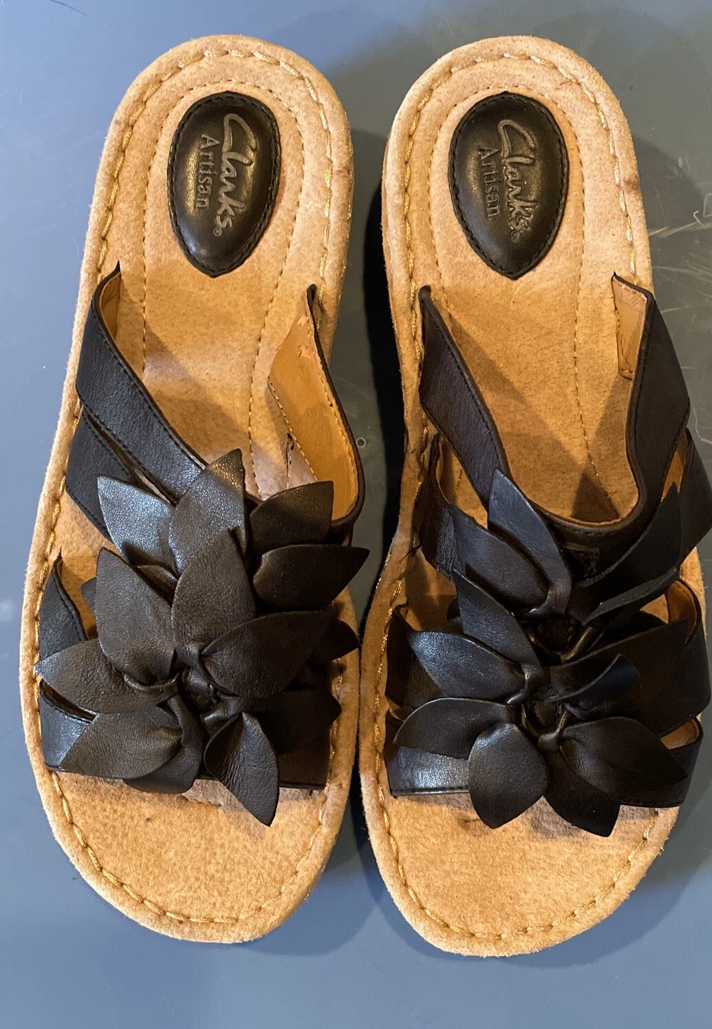 CLARKS Clark Artisan Amaya Sandali Lilly Donna 9 5 W Nero Floreale Pelle Fiore Nuovi