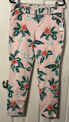 Old Navy Pink Tropical Floral Pixie Chino Ankle Pants Size 6 NWT
