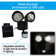 Solar Power Motion Sensor Light Dual Head 22 LED Security Floodlight Outdoor USA 