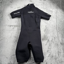 BARE Wetsuit 2/2mm Girls Size 8 Black w/ silver Powerstretch Crush Shortie