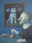 UNUSED vintage postcard Artist Ernst Kahl - "High Noon" -Cat Portrait Mouse Trap — photo 3
