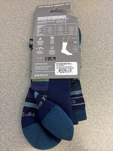 Darn Tough Vermont Merino Wool Crew Sock, Dark Teal. Women Large, NWT - Picture 3 of 4