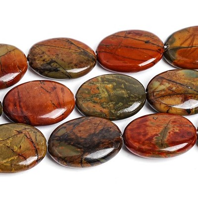 Natural Multicolor Picasso Stone Flat Oval Beads AAA 8X10 10X14 12X16 15X20MM