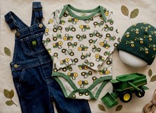 John Deere Green Tractor Baby Boy 6 Mo overalls bibs 4 pcs bundle