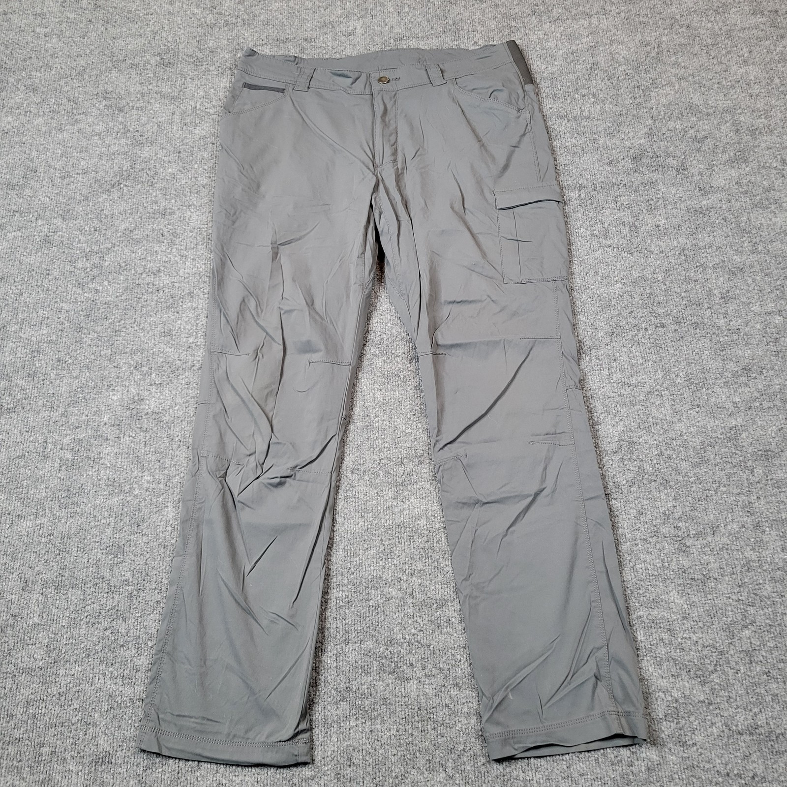 Mens 34x30 Gray Nylon Stretch Hiking Cargo Zip Pocket Outdoor