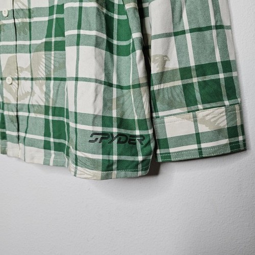 NWOT Spyder Men's Green/White Plaid Button Down Shirt Size Large - Picture 5 of 8