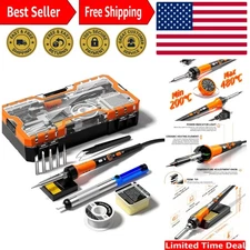 Complete Soldering Iron Set with Fast Heating Ceramic Element - Safe & Efficient