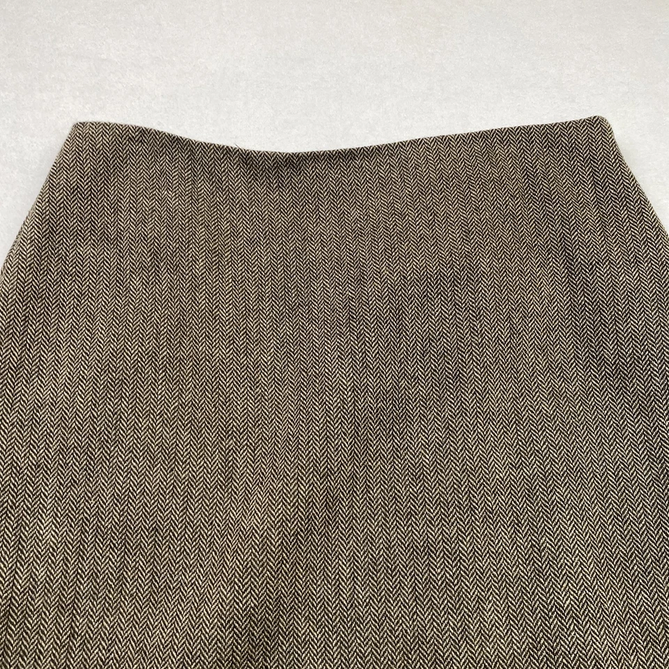 Falda deportiva de lana Geoffrey Beene para mujer talla 10 marrón espiga cremallera lateral preppy Foto 2 de 4