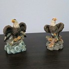RARE VTG Pair Bald Eagle Figurines Hand Painted Fishing Eagles Collectible Set — photo 1