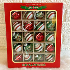 20 Christopher Radko Shiny Brite Christmas Ornaments Striped Mini Retro Styled