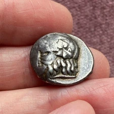 NORTHERN GREECE, THASOS (411-350 B.C). SILVER DIDRACHM. RARE.