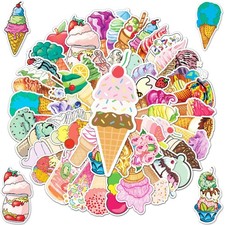 Ice Cream Stickers, 50Pcs Cone Stickers Decals Party Colorful