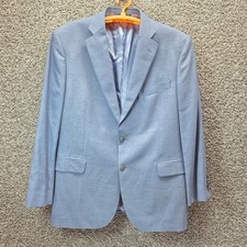 Brooks Brothers Mens Blue Textured Two Button Blazer silver metal Crest Buttons