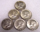 1964 JFK Kennedy 50 Cents Half Dollars 90% Silver US Coins Circulated Lot of 6