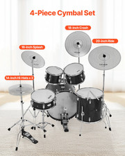Low Volume Cymbal Pack 4 Pieces 14 16 18 20 Inches Alloy Cymbals for Drum