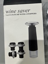 GENERIC WINE SAVER VACUUM PUMP WITH 4 STOPPERS - BLACK