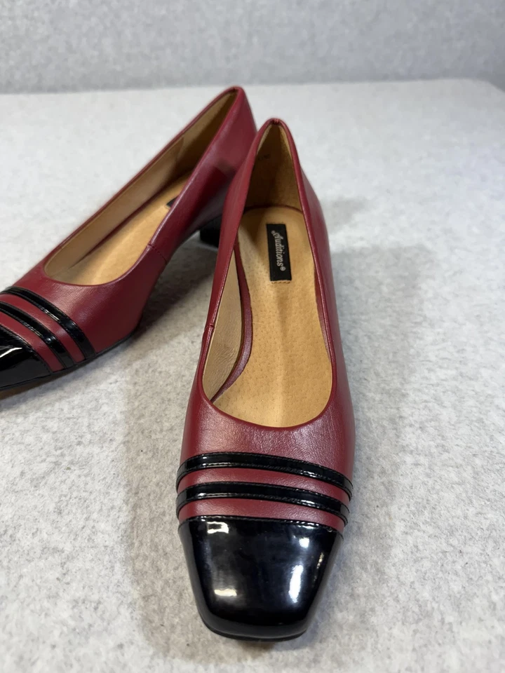 Туфли для прослушивания женские размер 7 узкие низкий каблук квадратный носок кожа без шнуровки комфорт - Изображение 3 из 4