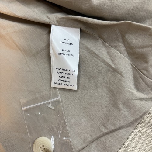 100% Linen Blazer Beige Women’s Medium Designer Spring Career City Professional - Picture 7 of 11