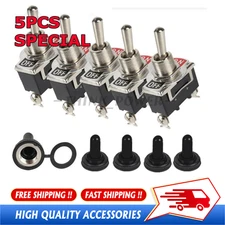 5 Pack Heavy Duty Toggle Switch with Waterproof Covers - 15A 250V Capacity