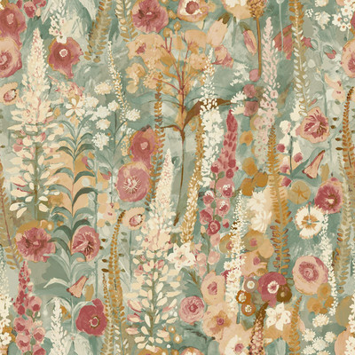 Vinyl Wallpaper Delphinium Blooms Floral Forest Sage Green Grandeco A74603