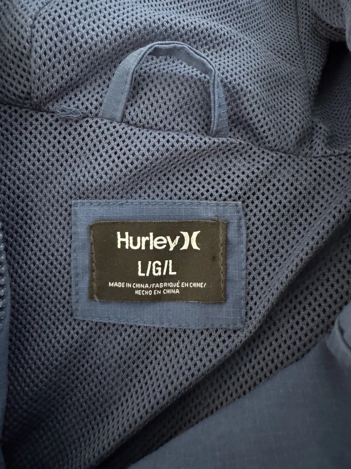 Chaqueta HURLEY Negra Embalable Resistente al Viento y al Agua Media Cremallera, NUEVA, Grande para Hombre Foto 3 de 3