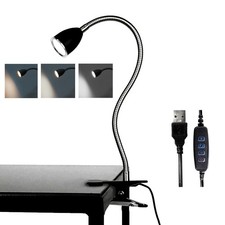 Eye-Caring Table Lamp 360 Rotation Gooseneck Clip on Reading Light Black