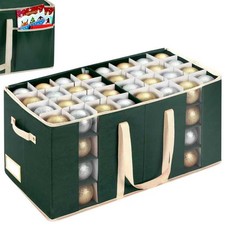 Christmas Ornament Storage Box with Adjustable Dividers and Side Pockets, Lar...