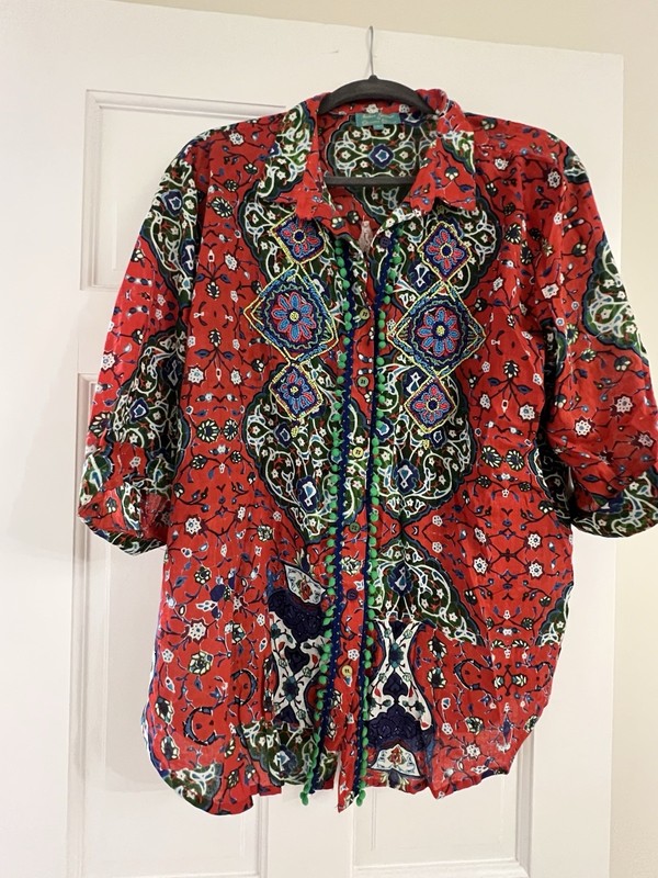 Made In Italy Long Sleeve Shirt Red Size Xl Vintage