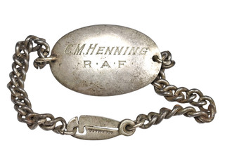 World War Two Royal Air Force Officers Metal Identity Bracelet C M Henning