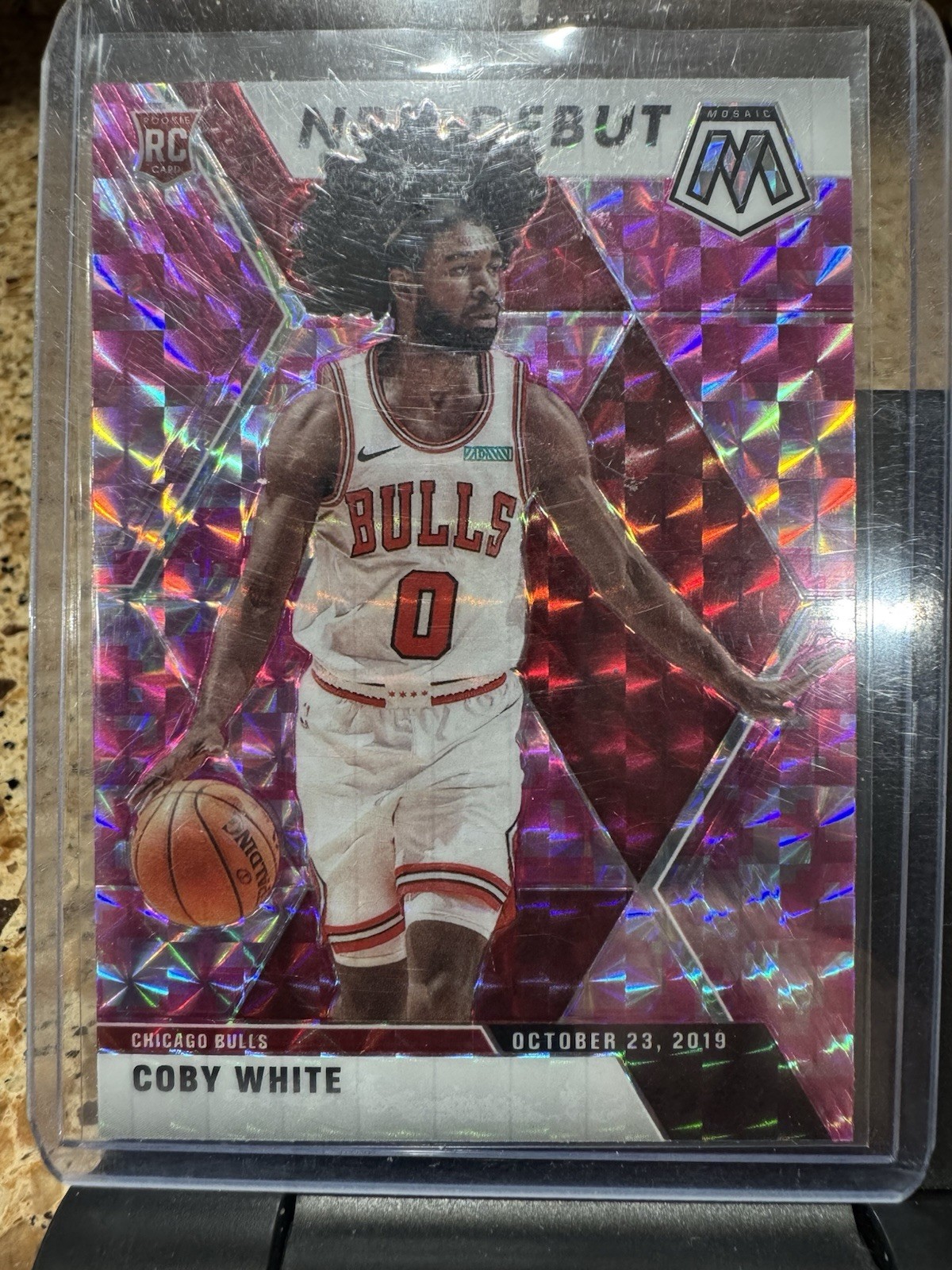 2019-20 Mosaic Coby White Pink Camo Prizm Refractor Debut Rookie SP RC 264 Bulls