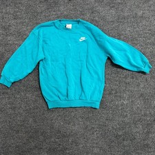 Nike Sweatshirt Womens Size S Turquoise Blue Crewneck Embroidered Logo Casual