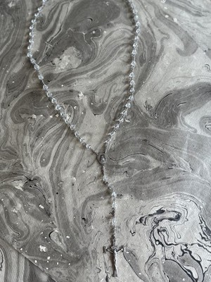 Schöner Rosenkranz aus Sterlingsilber und Kristall - gemarkt AFCO - klare Kristalle EXC