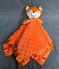 FOX Baby Lovey Security Blanket ORANGE Plush Bumpy Comfort Sensory SATIN 16"