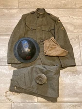 WWI WW1 US ID'd 27th Division Uniform Tunic Pants Helmet Group - 106th Infantry