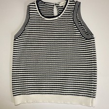 Free Assembly Black White Stripes Knit Tank Top Woman Size Large EUC