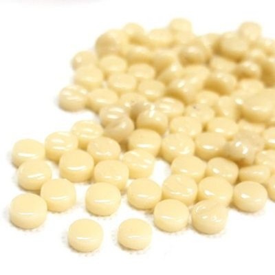Creme Light Beige 8 mm Round Recycled Glass Mosaic Tiles - 4 mm - 50 Tiles  