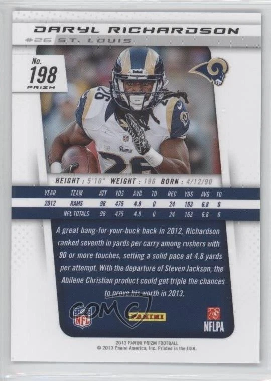 2013 Panini Prizm Target Camo Prizm Daryl Richardson #198 - Image 2 of 2