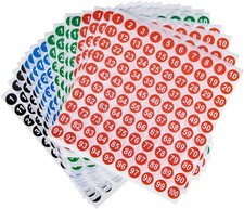 16 Sheets Small Round Number Stickers - Self Adhesive Labels