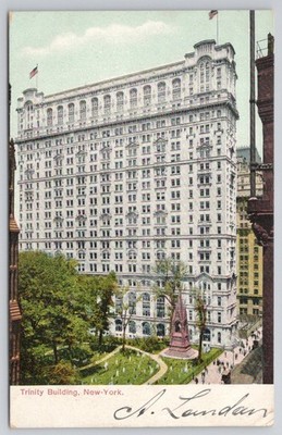 Trinity Building New York City Postcard 1908 National Post Card Co. Posted
