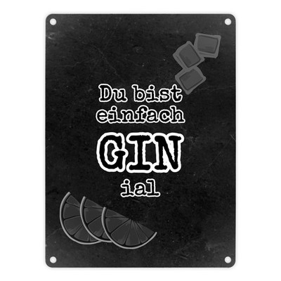 Metallschild in 15x20 cm mit Spruch Du bist einfach GINial