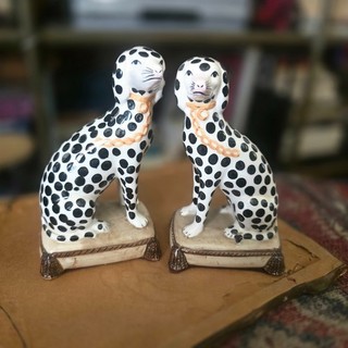 Vintage 1970s Fitz & Floyd Porcelain Dalmatian Figurines / Bookends – Matching P
