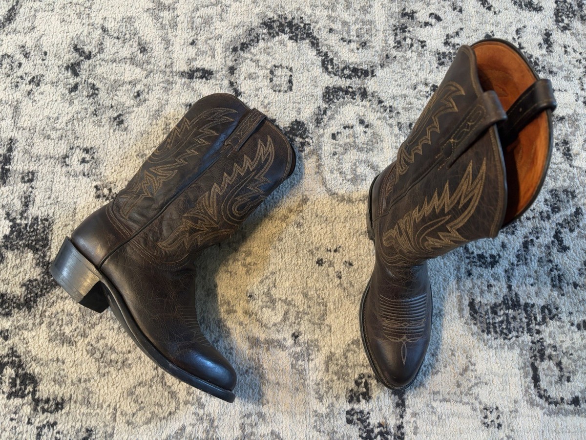 Lucchese 1883 Cowboy Boots Mens 10 D Corbin Mad Dog Goat Leather Western N1556R4 Lucchese 1883 Crayton Mad Dog Goat Boots Size 10.5 Black  main image 4