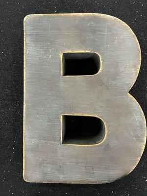Huge 15 ''B'' Metal Letter Hanging Wall Décor Galvanized Metal patina monogram