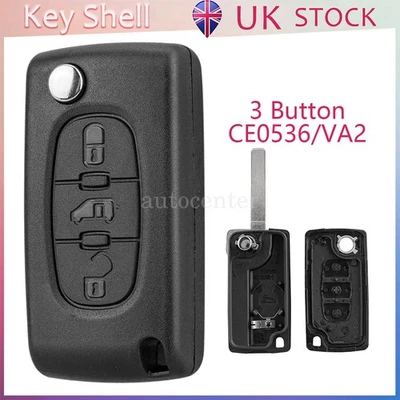 3 Button Remote Flip Van Key Case Shell Fob For Citroen Berlingo Peugeot Partner