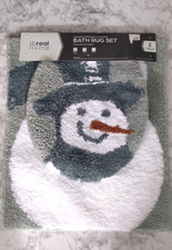 Christmas Holiday Contour Lid Bath Rug 2-piece set