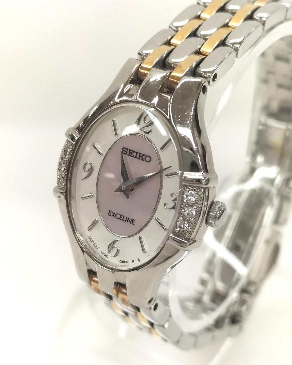 【新古】SEIKO EXCELINE 6Pダイヤ付 Seiko Exceline 1F20-0AW0 Diamond Watch 6P Ladies Battery | eBay