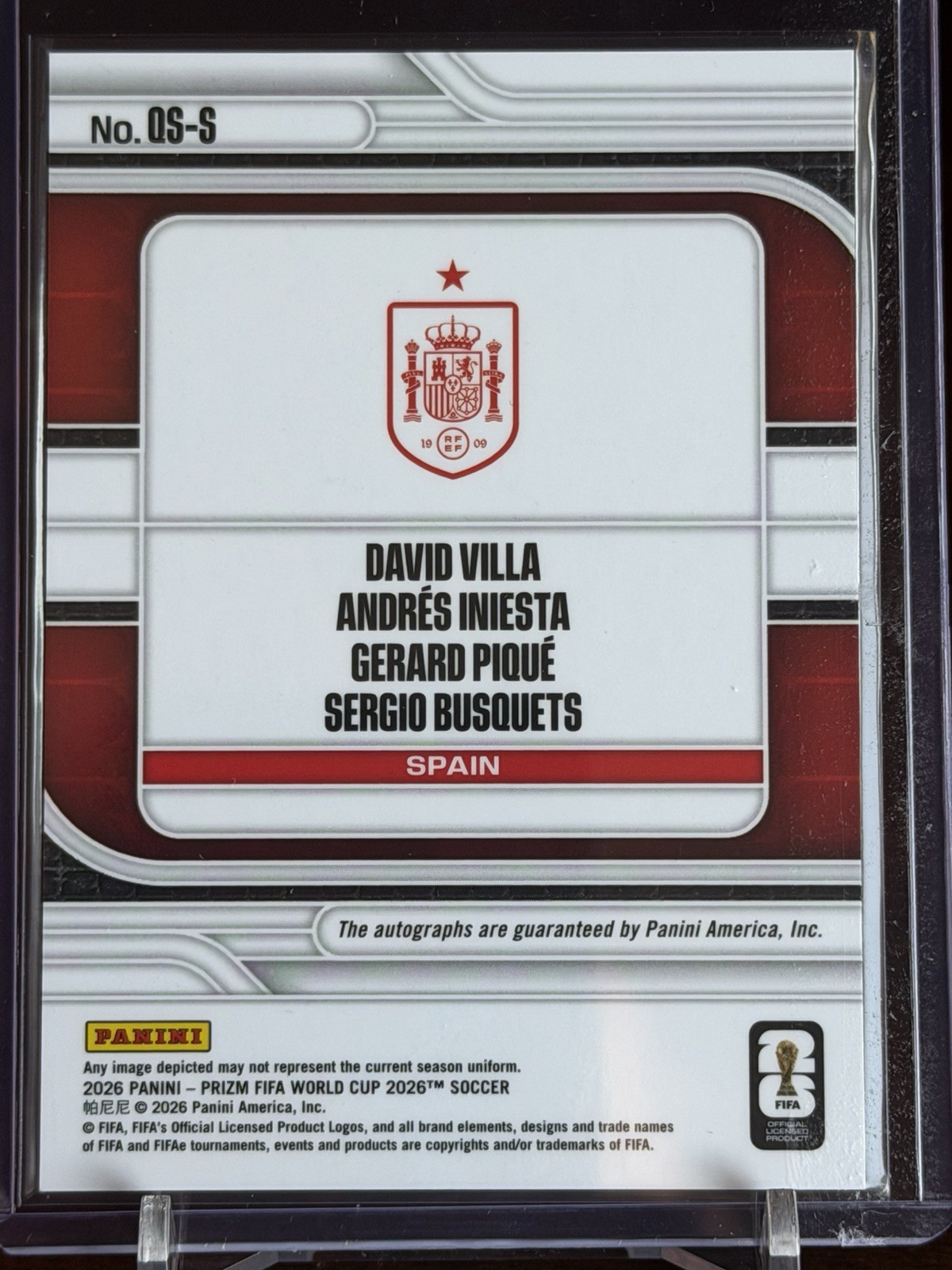 2026 Panini Prizm FIFA World Cup SPAIN Quad AUTO VILLA INIESTA PIQUE BUSQUETS view 9