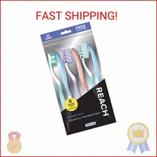 Reach Essentials Toothbrush with Toothbrush Covers, Multi-Angled Medium Bristles
