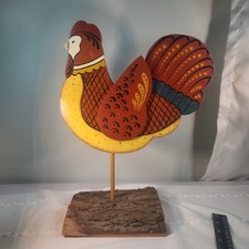 Vintage Hand Painted Rooster Primative Or Folk Art Style