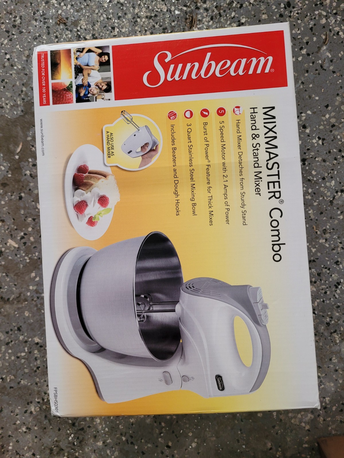 Sunbeam FPSBHS0301 250-Watt 5-Speed Hand and Stand Mixer Combo White